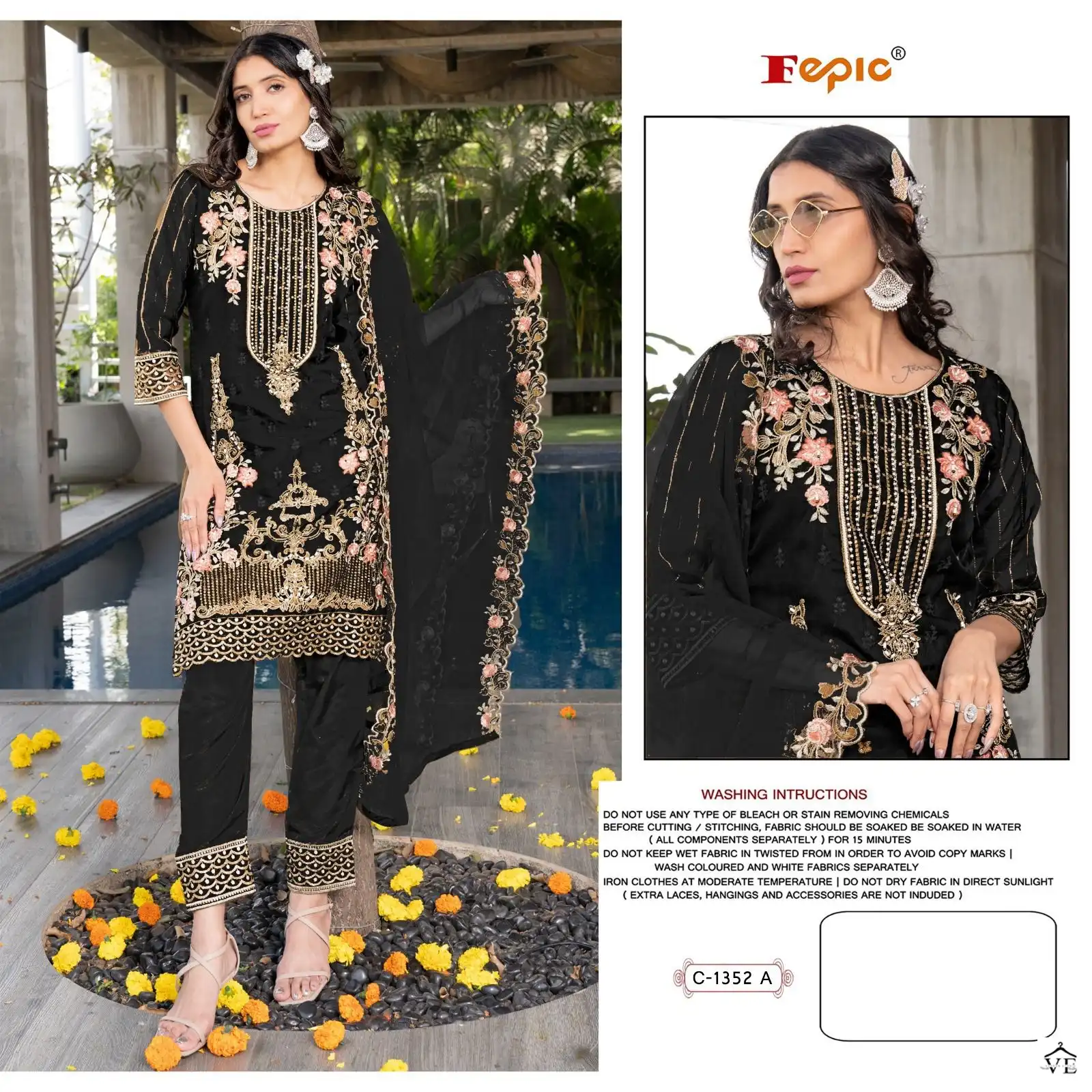 Fepic C 1352 Organza Wholesale Pakistani Salwar Suit Catalog — Wholesale Salwar Suits, MPA wholesale from Surat - Gallery Image 4