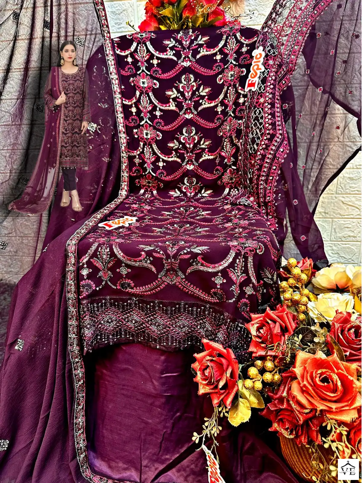 Fepic C 1585 Georgette Wholesale Pakistani Salwar Suit Catalog — Wholesale Salwar Suits, MPA wholesale from Surat — view 2