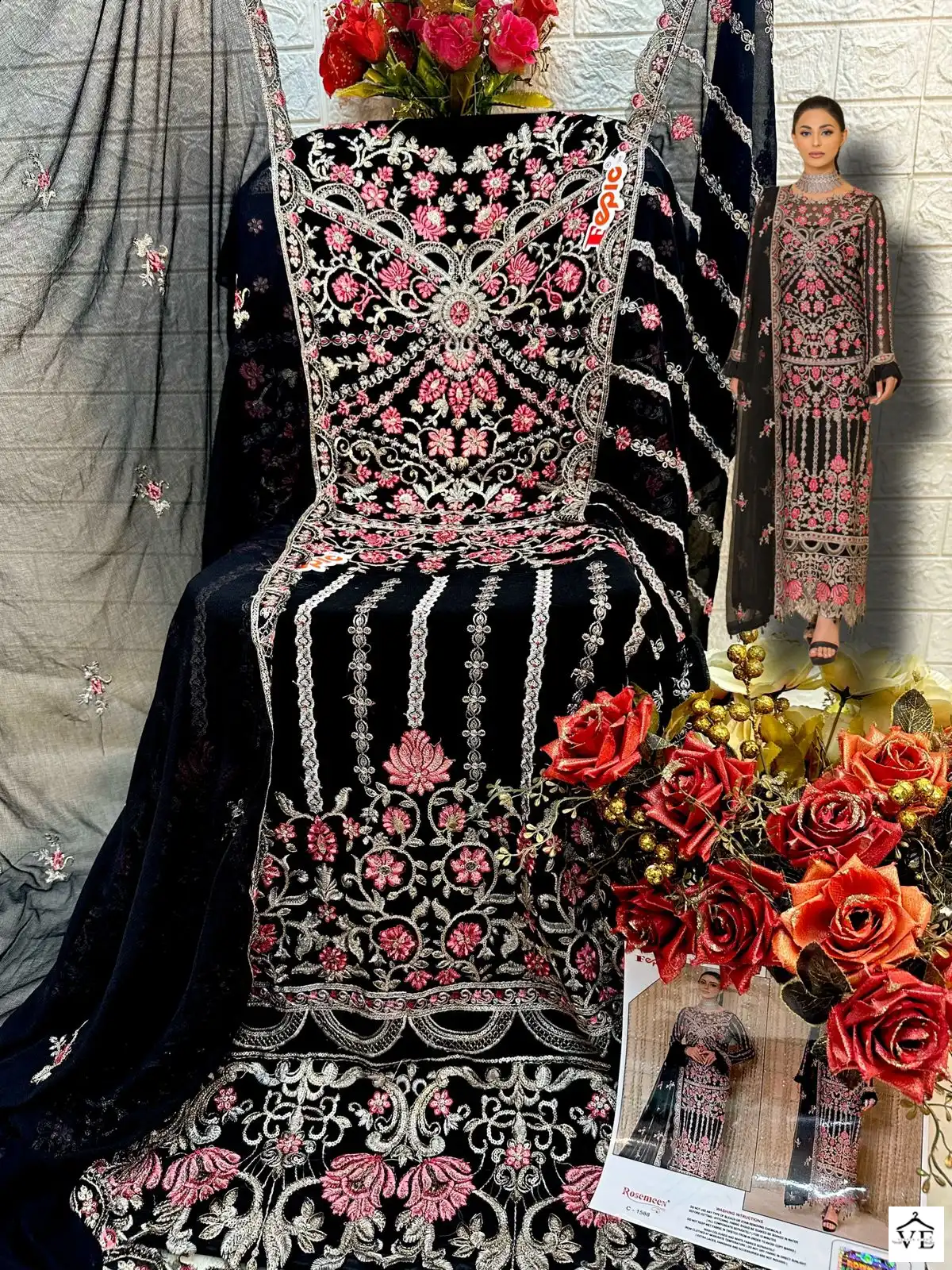 Fepic C 1588 Georgette Wholesale Pakistani Salwar Suit Catalog — Wholesale Salwar Suits, MPA wholesale from Surat — view 2