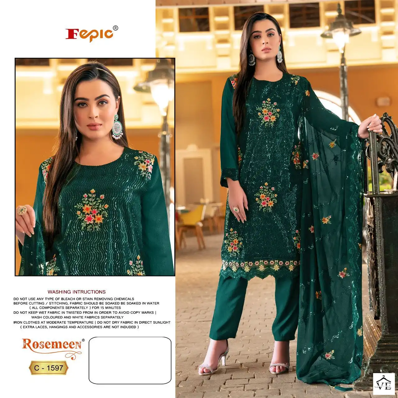 Fepic C 1597 Georgette Wholesale Pakistani Salwar Suit Catalog — Wholesale Salwar Suits, MPA wholesale from Surat - Gallery Image 2