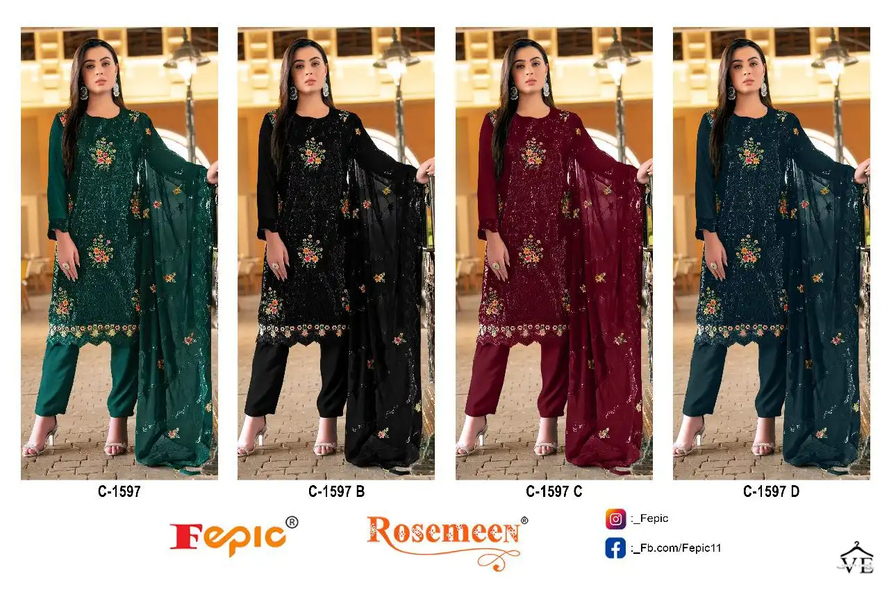 Fepic C 1597 Georgette Wholesale Pakistani Salwar Suit Catalog — Wholesale Salwar Suits, MPA wholesale from Surat — view 5