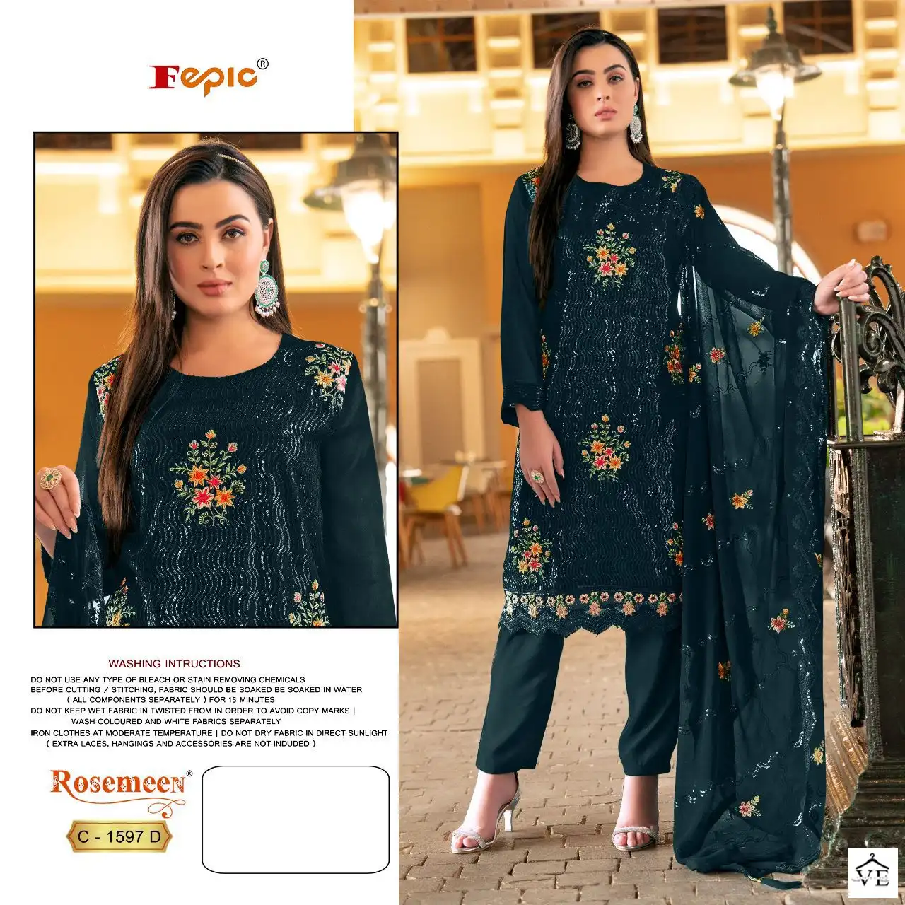 Fepic C 1597 Georgette Wholesale Pakistani Salwar Suit Catalog — Wholesale Salwar Suits, MPA wholesale from Surat - Gallery Image 3