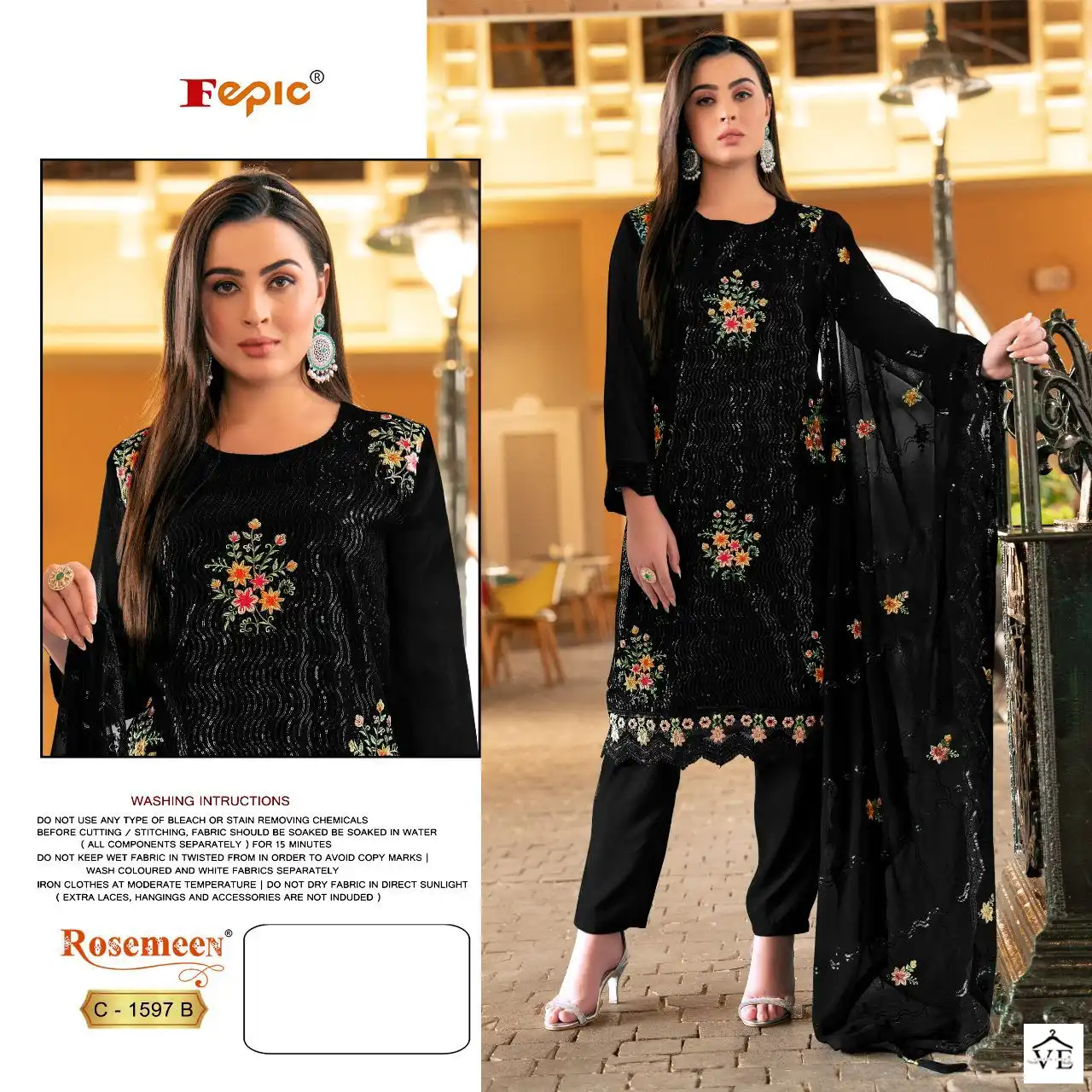 Fepic C 1597 Georgette Wholesale Pakistani Salwar Suit Catalog — Wholesale Salwar Suits, MPA wholesale from Surat - Gallery Image 4
