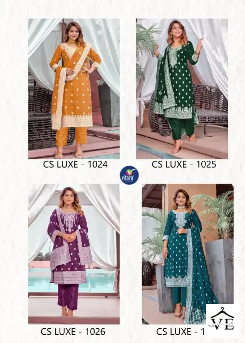 Vitara Camelia Viscose Chanderi Wholesale Readymade Salwar Suit Catalog — Wholesale Salwar Suits, MPA wholesale from Surat — view 4