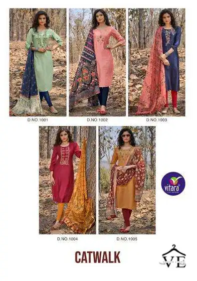 Vitara Catwalk Modal Satin Wholesale Kurti With Dupatta Catalog — Wholesale Salwar Suits, MPA wholesale from Surat — view 6