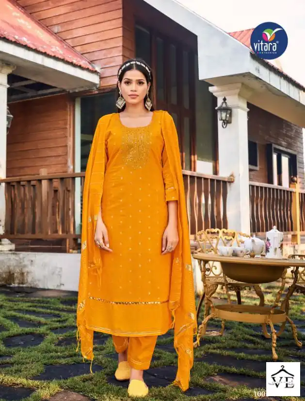 Vitara Ceremony Viscos Chanderi Wholesale Readymade Salwar Suit Catalog — Wholesale Salwar Suits, MPA wholesale from Surat - Gallery Image 3