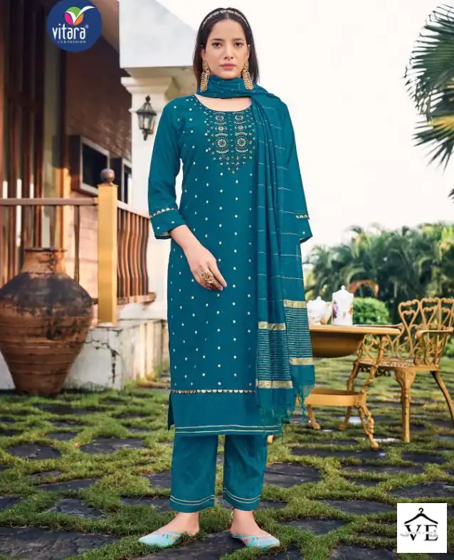 Vitara Ceremony Viscos Chanderi Wholesale Readymade Salwar Suit Catalog — Wholesale Salwar Suits, MPA wholesale from Surat — view 1