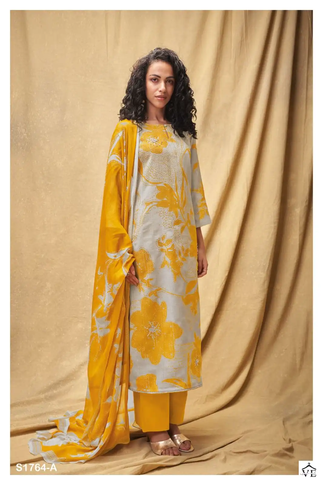 Ganga Chamak 1764 Linen Wholesale Designer Salwar Suit Catalog — Wholesale Salwar Suits, Ganga wholesale from Surat - Gallery Image 2