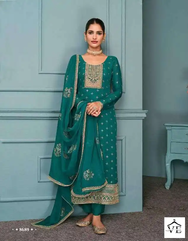 Aashirwad Chandani Real Georgette Wholesale Designer Salwar Suit Catalog — Wholesale Salwar Suits, Aashirwad Creation wholesale from Surat - Gallery Image 2