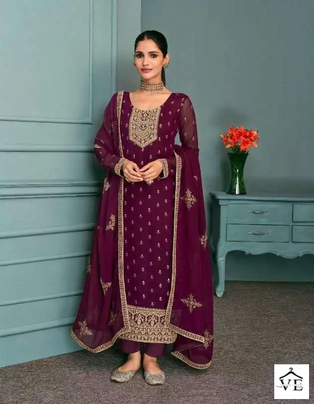 Aashirwad Chandani Real Georgette Wholesale Designer Salwar Suit Catalog — Wholesale Salwar Suits, Aashirwad Creation wholesale from Surat - Gallery Image 4