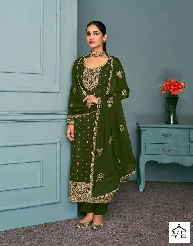 Aashirwad Chandani Real Georgette Wholesale Designer Salwar Suit Catalog — Wholesale Salwar Suits, Aashirwad Creation wholesale from Surat - Gallery Image 6