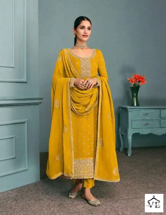 Aashirwad Chandani Real Georgette Wholesale Designer Salwar Suit Catalog — Wholesale Salwar Suits, Aashirwad Creation wholesale from Surat - Gallery Image 7