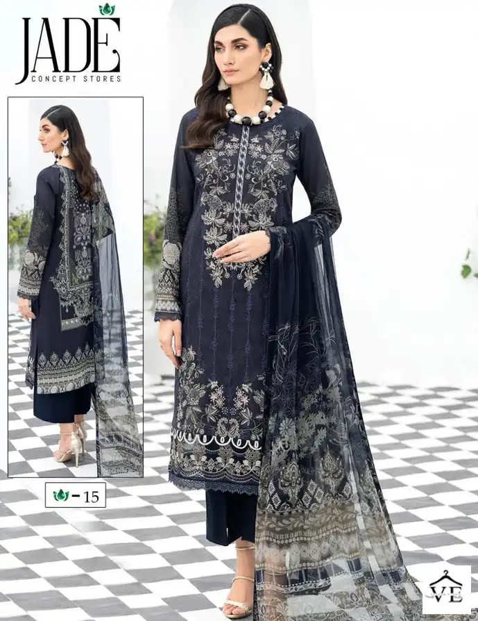 Jade Chevron Classy Luxury Collection Heavy Cotton Wholesale Pakistani Salwar Suit Catalog — Wholesale Salwar Suits, MPA wholesale from Surat — view 1
