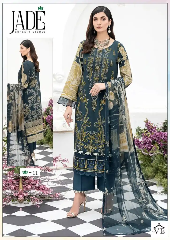 Jade Chevron Exclusive Heavy Cotton Vol 2 Pure Heavy Lawn Wholesale Pakistani Salwar Suit Catalog — Wholesale Salwar Suits, MPA wholesale from Surat - Gallery Image 2