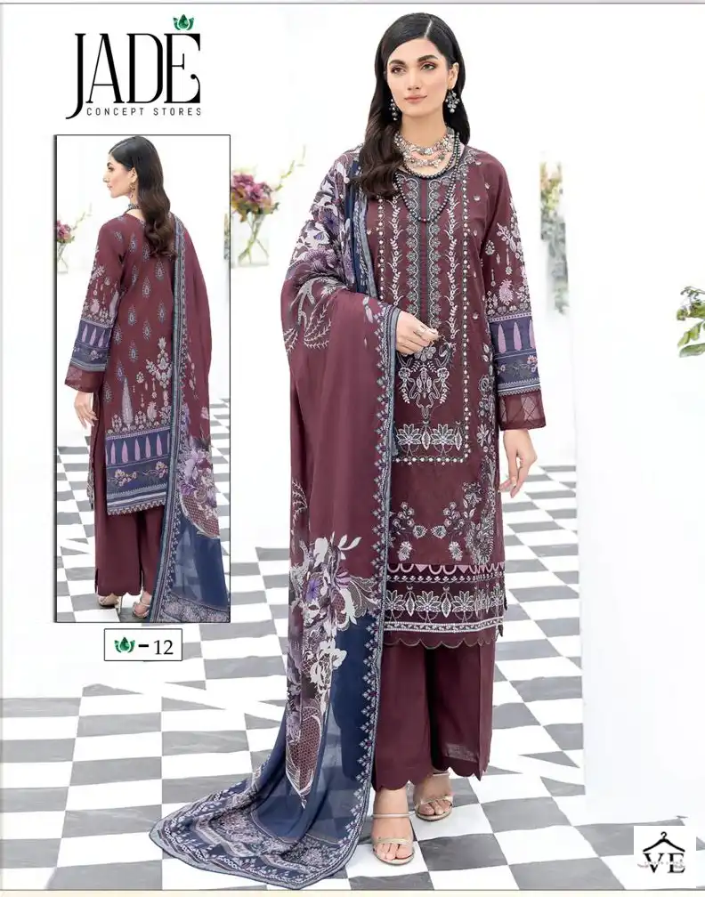 Jade Chevron Exclusive Heavy Cotton Vol 2 Pure Heavy Lawn Wholesale Pakistani Salwar Suit Catalog — Wholesale Salwar Suits, MPA wholesale from Surat — view 1