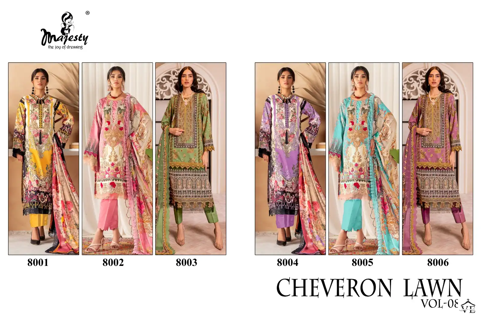 Majesty  Cheveron Lawn Vol 8 Cotton Wholesale Pakistani Salwar Suit Catalog — Wholesale Salwar Suits, MPA wholesale from Surat — view 7