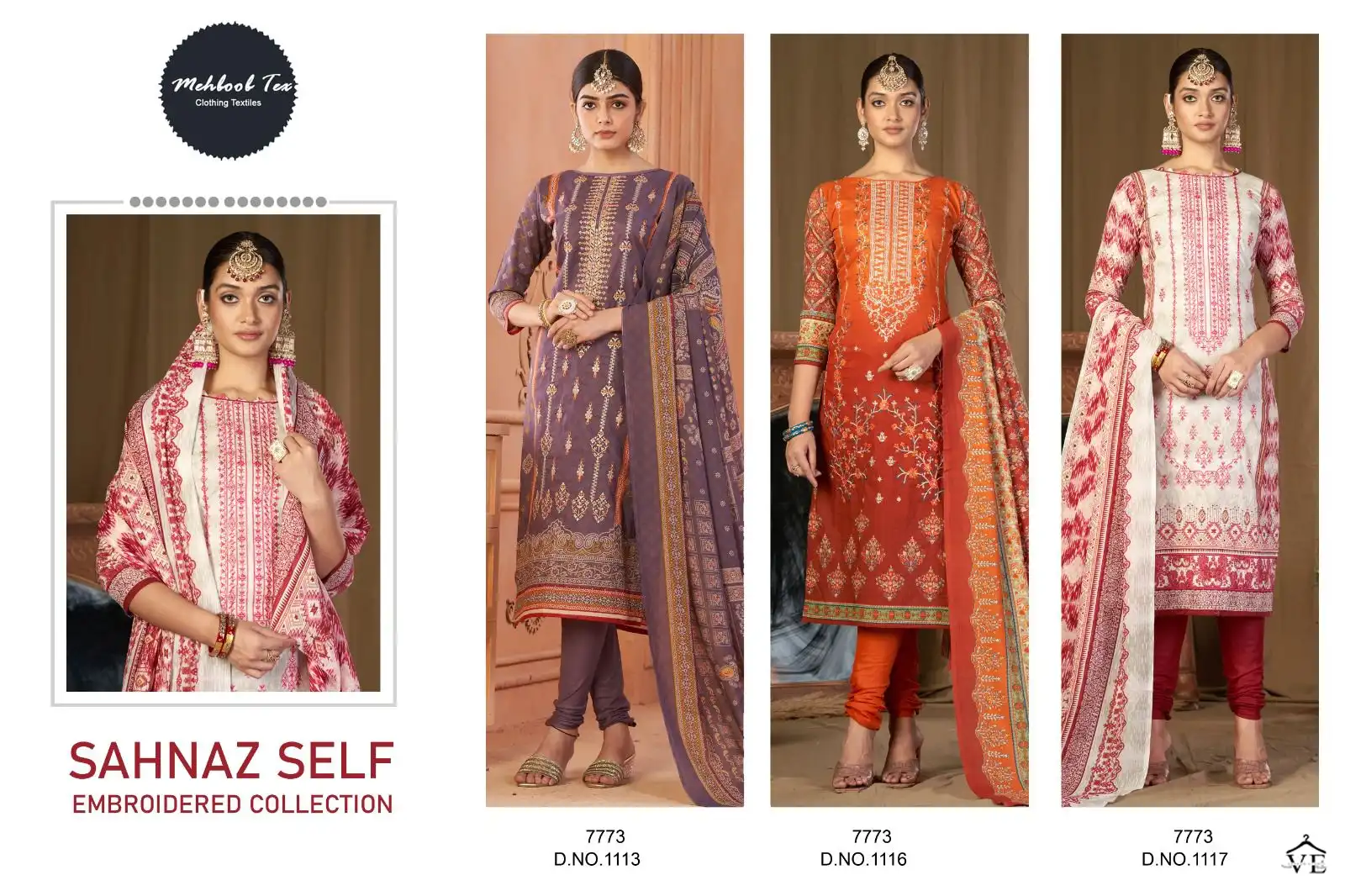 Mehbbob Tex Chevron Luxury Lawn Collection Vol 6 Super Wholesale Pakistani Salwar Suit Catalog — Wholesale Salwar Suits, MPA wholesale from Surat - Gallery Image 2