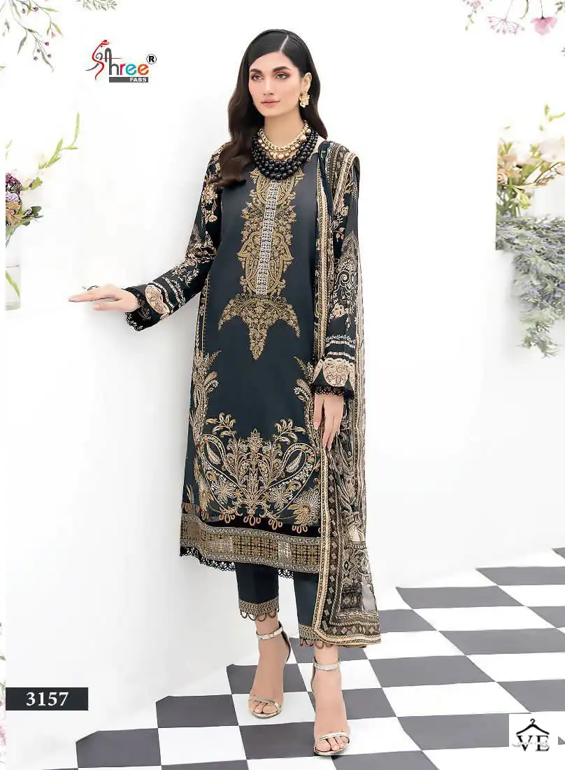 Shree Fabs Chevron Luxury Lawn Collection Vol 15 Pure Lawn Wholesale Pakistani Salwar Suit Catalog — Wholesale Salwar Suits, MPA wholesale from Surat — view 3
