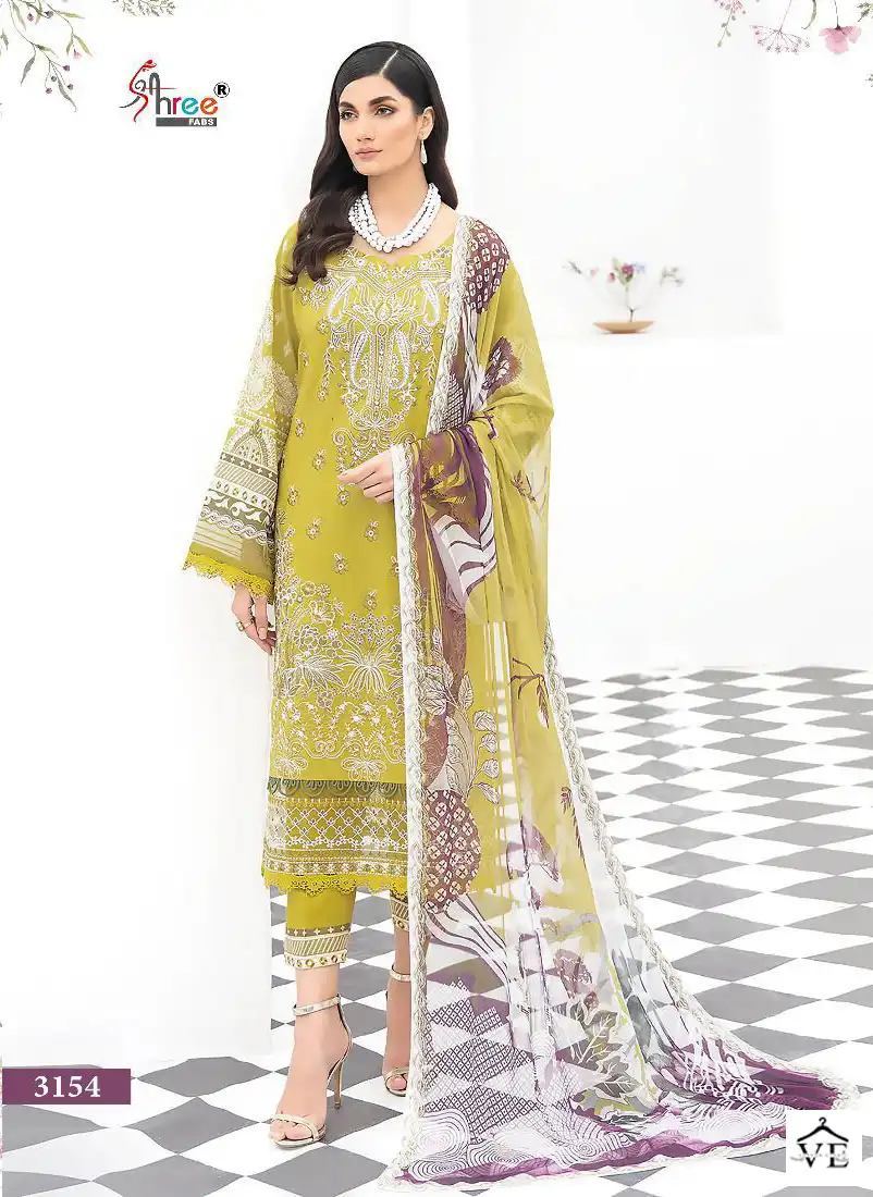 Shree Fabs Chevron Luxury Lawn Collection Vol 15 Pure Lawn Wholesale Pakistani Salwar Suit Catalog — Wholesale Salwar Suits, MPA wholesale from Surat — view 5