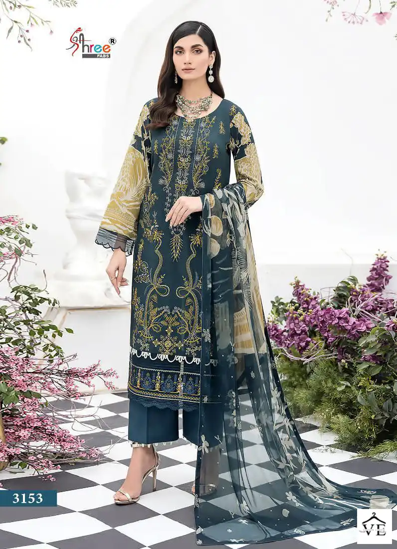 Shree Fabs Chevron Luxury Lawn Collection Vol 15 Pure Lawn Wholesale Pakistani Salwar Suit Catalog — Wholesale Salwar Suits, MPA wholesale from Surat — view 6