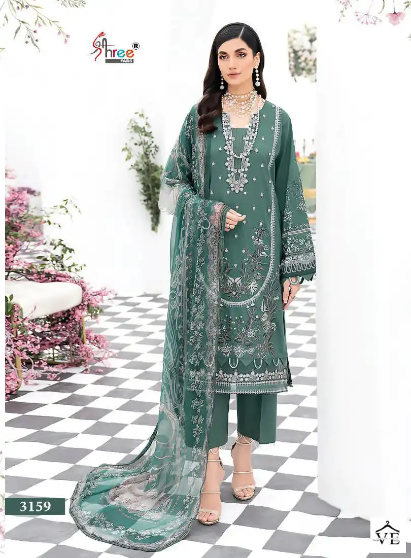 Shree Fabs Chevron Luxury Lawn Collection Vol 15 Pure Lawn Wholesale Pakistani Salwar Suit Catalog — Wholesale Salwar Suits, MPA wholesale from Surat — view 8