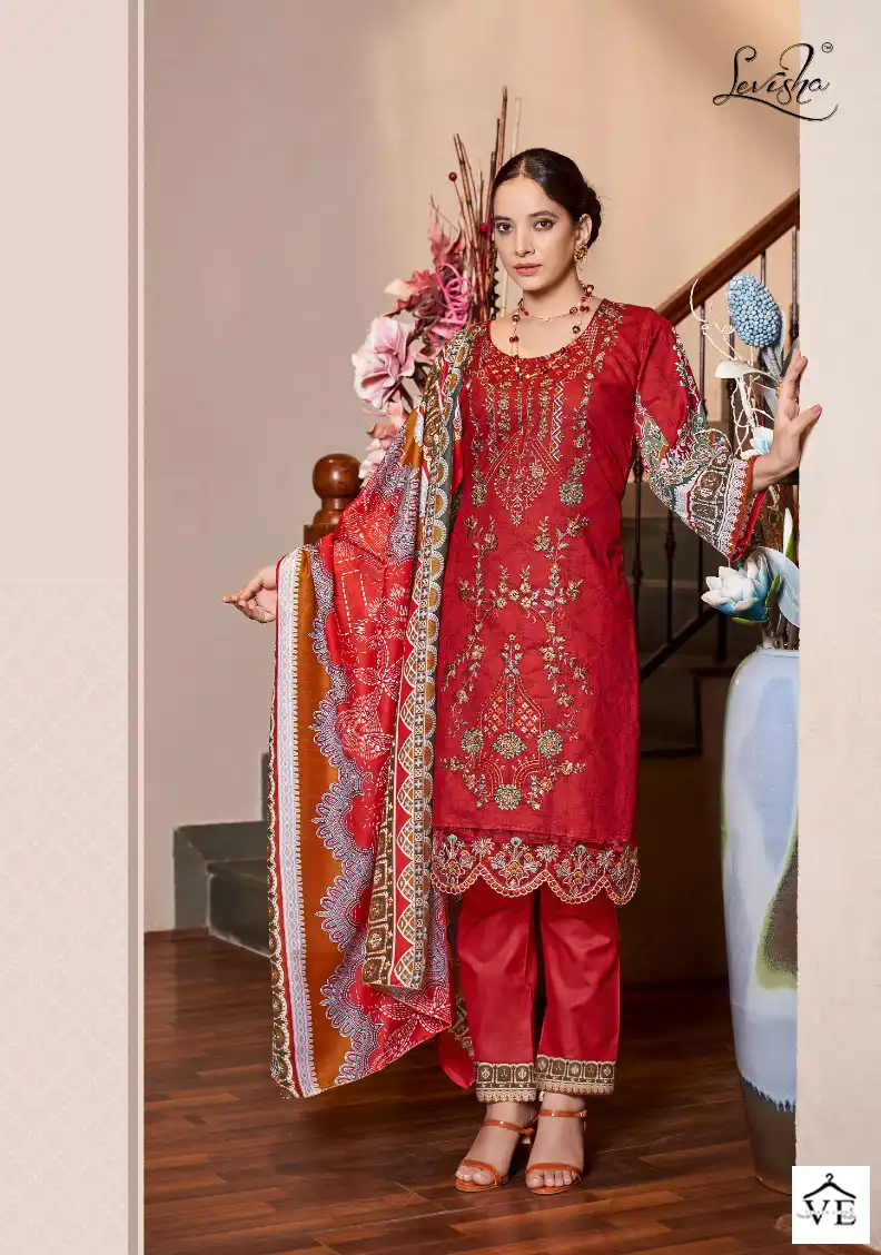 Levisha Chevron Nx Lawn Cotton Wholesale Pakistani Salwar Suit Catalog — Wholesale Salwar Suits, Levisha wholesale from Surat — view 4