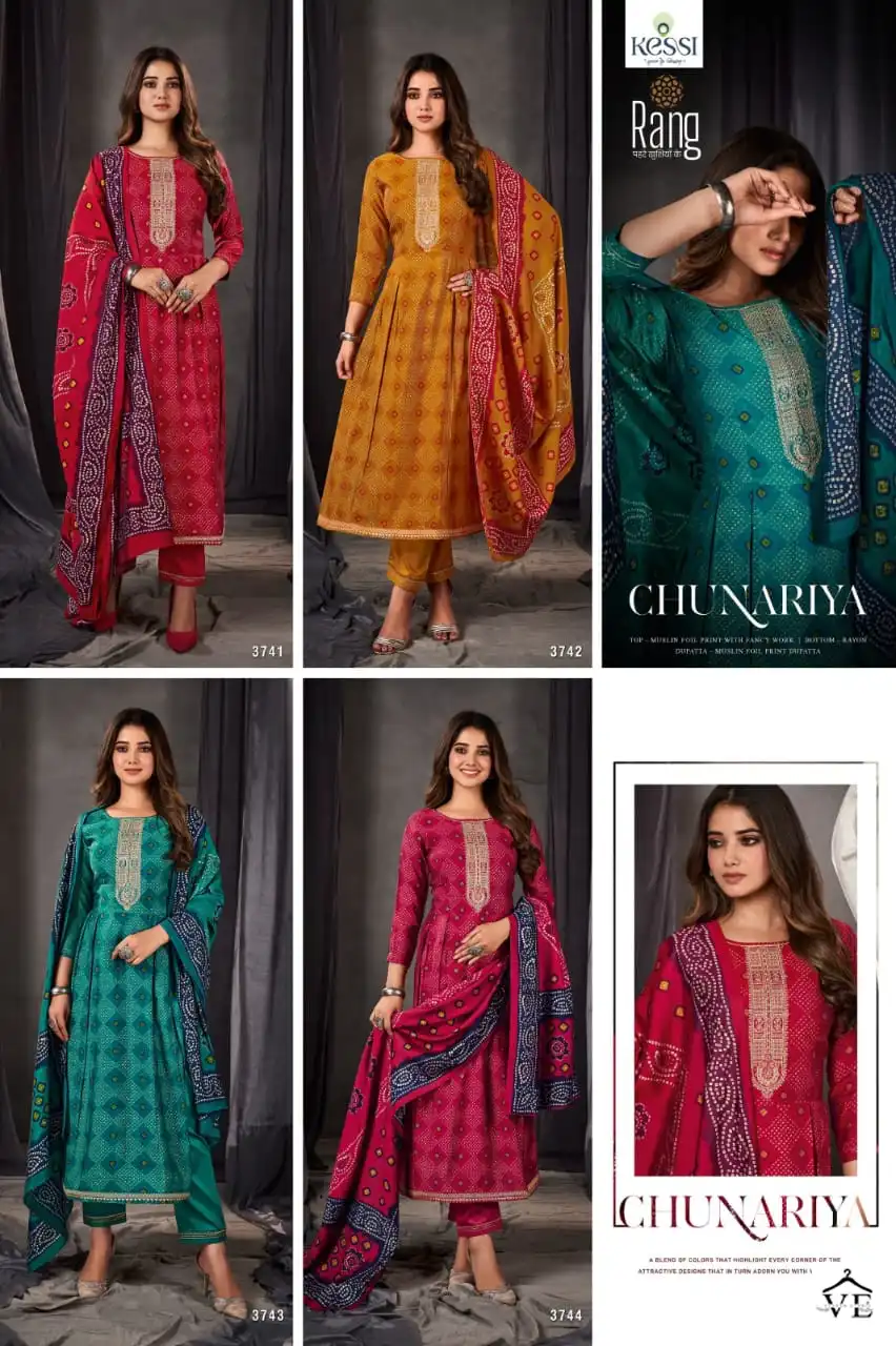 Rang Chunariya Muslin Wholesale Designer Salwar Suit Catalog — Wholesale Salwar Suits, MPA wholesale from Surat — view 4