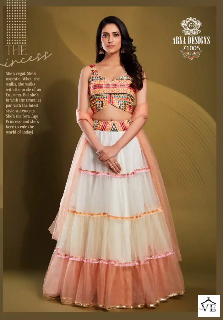 Arya Designs Cinderella Vol 17 Organza Wholesale Lehenga Catalog — Wholesale Lehenga, MPA wholesale from Surat - Gallery Image 9
