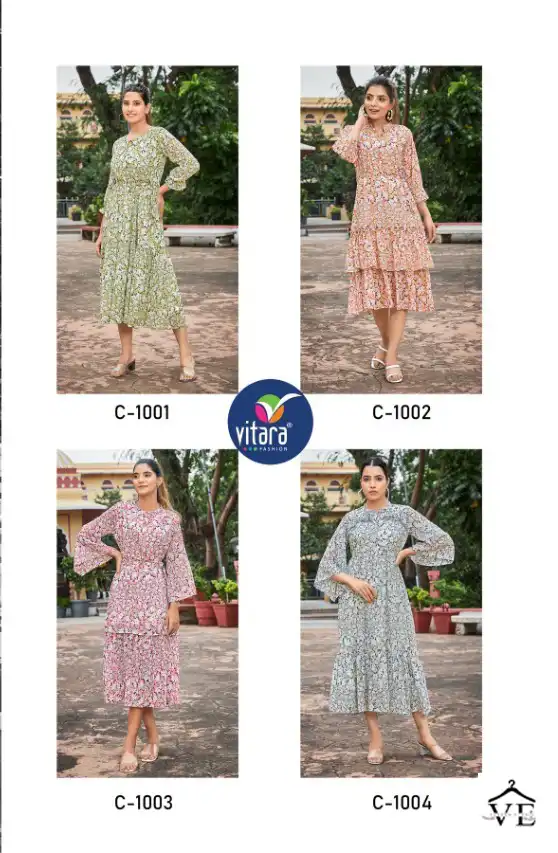 Vitara Clinton Georgette Wholesale Long Kurtis Catalog — Wholesale Kurtis, MPA wholesale from Surat — view 5