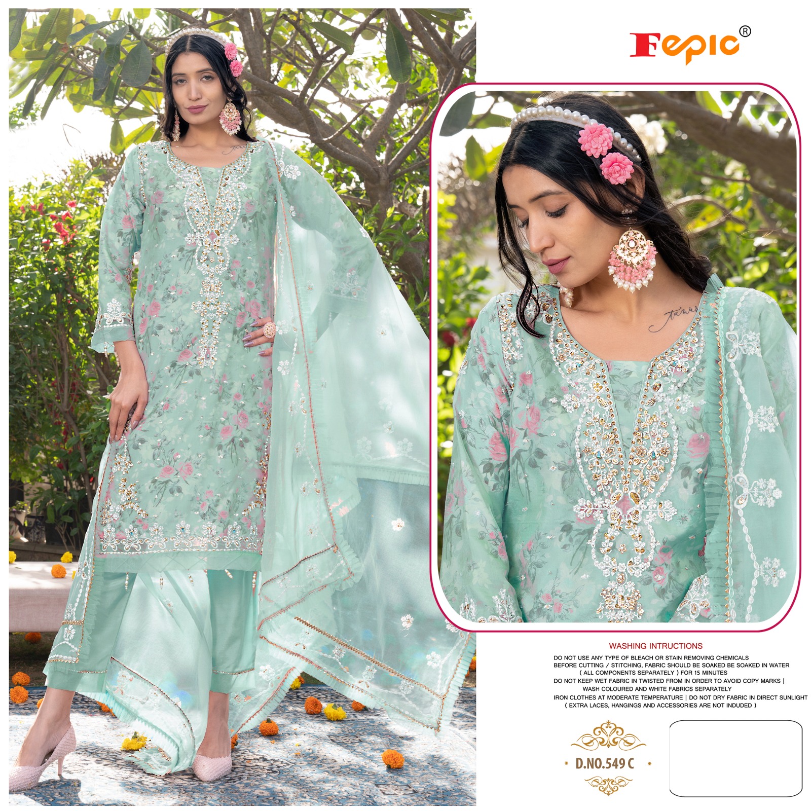 Fepic Cn549 Organza Wholesale Pakistani Readymade Salwar Suit Catalog — Wholesale Salwar Suits, MPA wholesale from Surat - Gallery Image 2