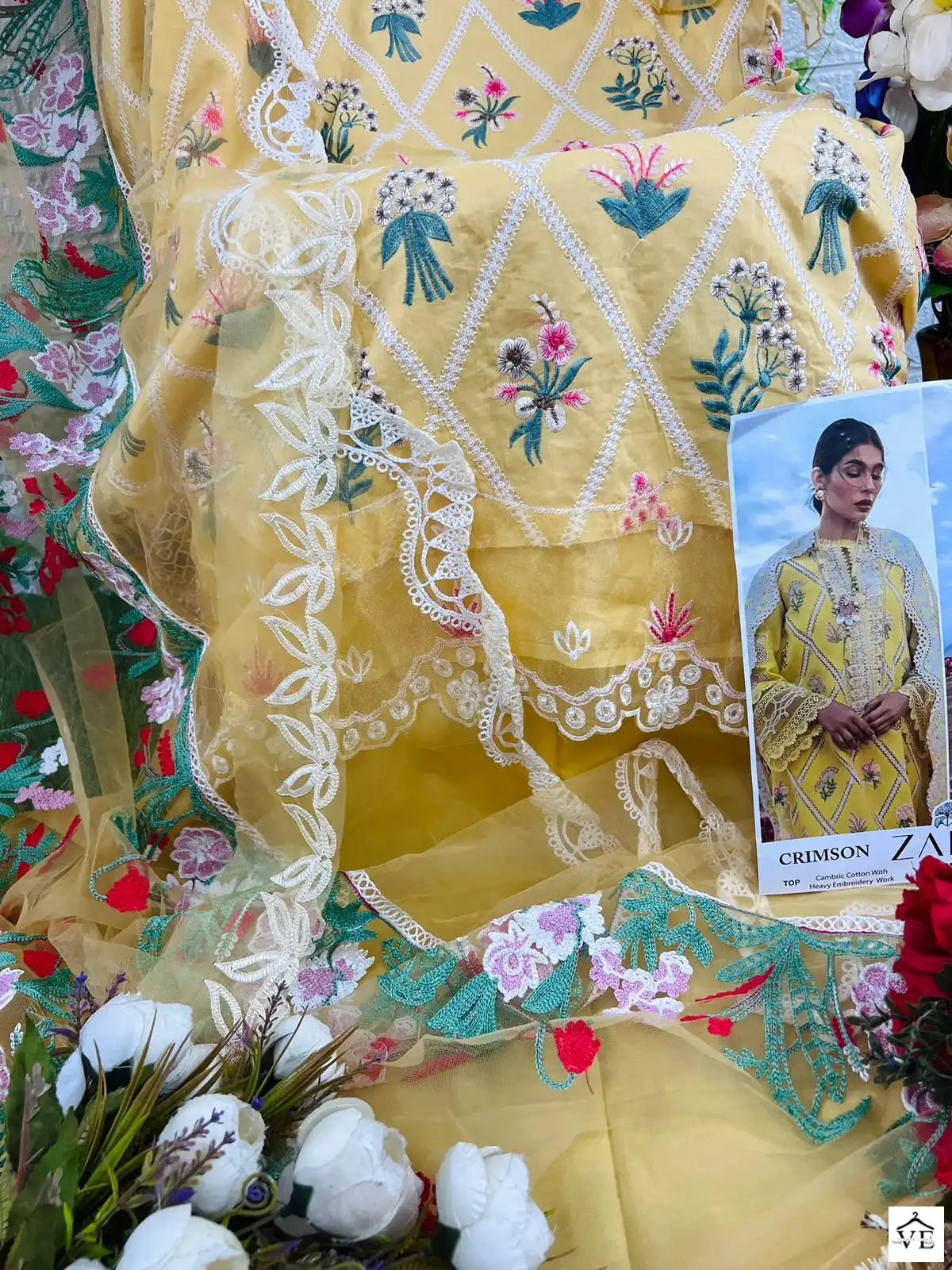 Zaha Crimson 10188 Pure Cambric Cotton Wholesale Pakistani Salwar Suit — Wholesale Salwar Suits, MPA wholesale from Surat — view 3