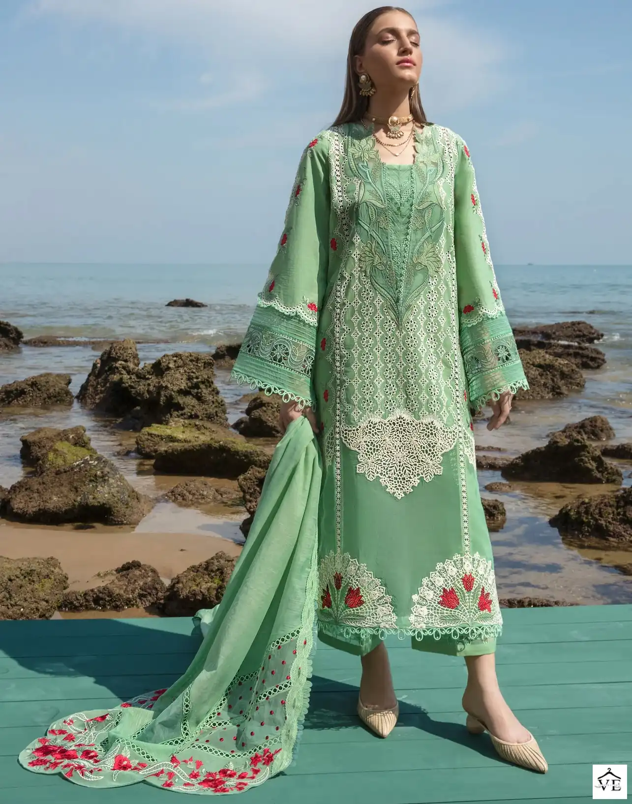 Zaha Crimson 10190 Pure Cambric Cotton Wholesale Pakistani Salwar Suit — Wholesale Salwar Suits, MPA wholesale from Surat — view 1