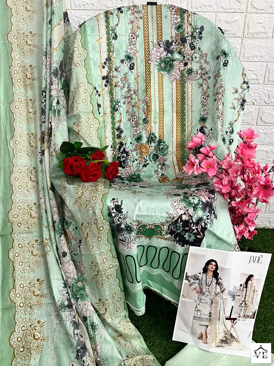 Jade Crimson Exclusive Heavy Lawn Collection Pure Heavy Lawn Wholesale Pakistani Salwar Suit Catalog — Wholesale Salwar Suits, MPA wholesale from Surat - Gallery Image 8