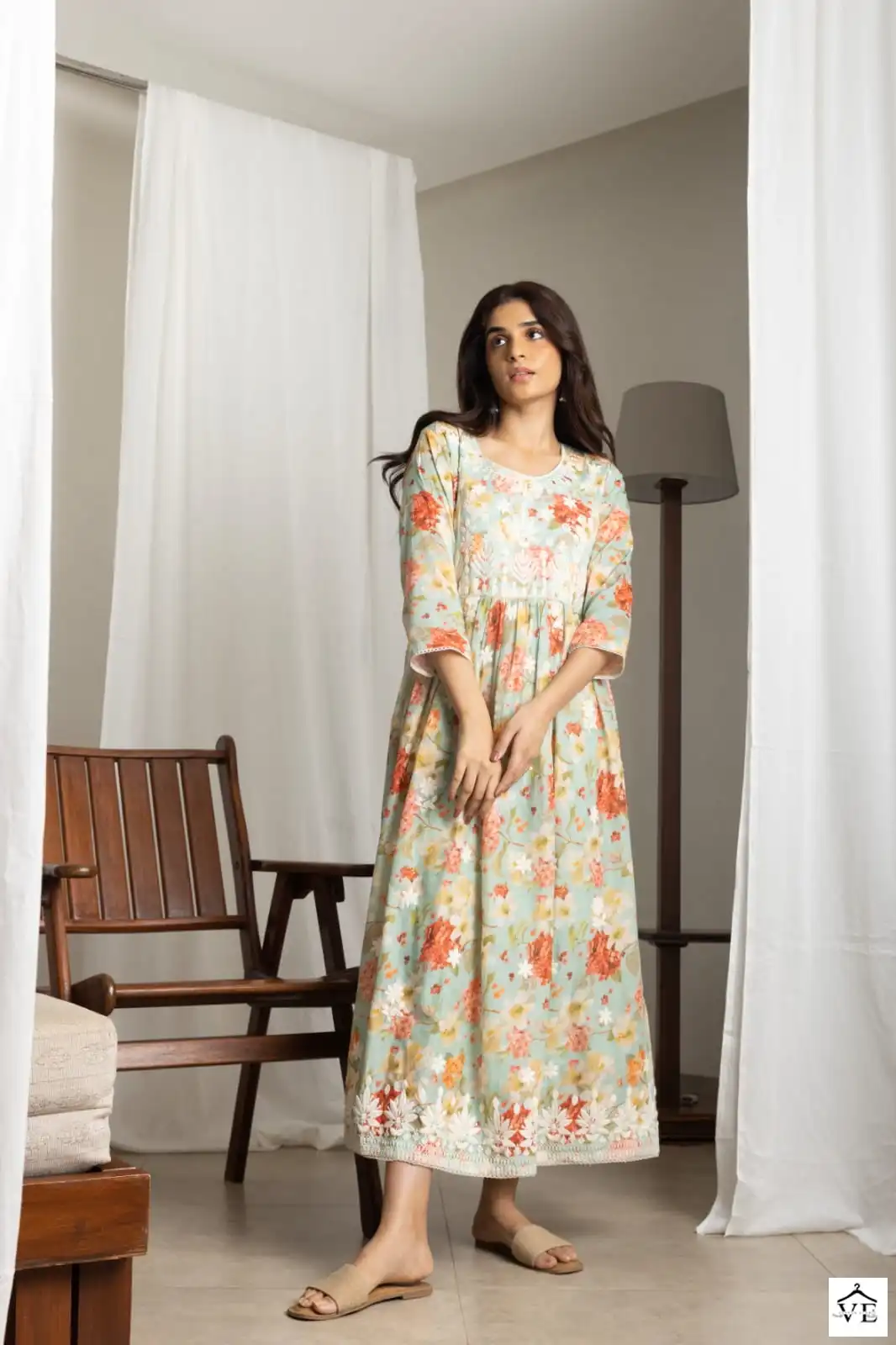 Psyna Chikankari Cotton Mal Wholesale Gown Catalog — Wholesale Kurtis, MPA wholesale from Surat — view 3