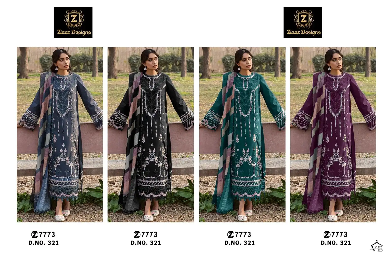 Ziaaz Code 321 Cotton Wholesale Pakistani Salwar Suit Catalog — Wholesale Salwar Suits, MPA wholesale from Surat — view 12