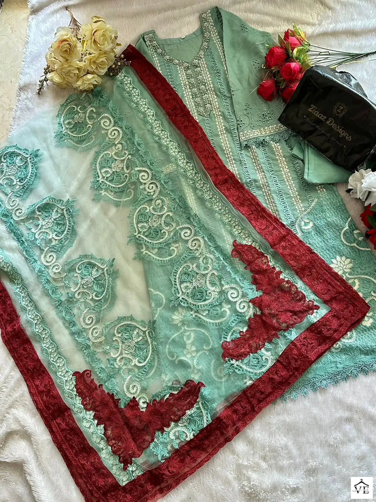 Ziaaz Codes 320 Cambric Cotton Wholesale Pakistani Salwar Suit Catalog — Wholesale Salwar Suits, MPA wholesale from Surat - Gallery Image 2