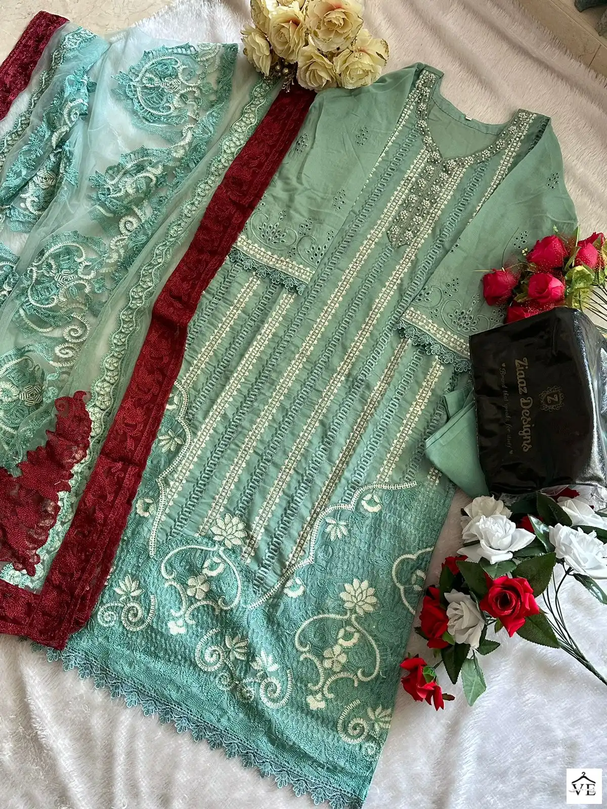 Ziaaz Codes 320 Cambric Cotton Wholesale Pakistani Salwar Suit Catalog — Wholesale Salwar Suits, MPA wholesale from Surat — view 6