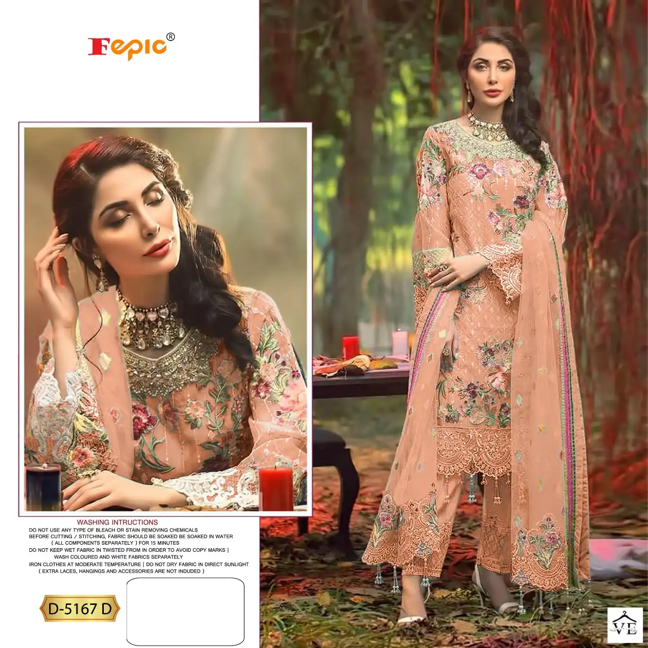 Fepic D 5167 Faux Georgette Wholesale Pakistani Salwar Suit Catalog — Wholesale Salwar Suits, MPA wholesale from Surat - Gallery Image 5