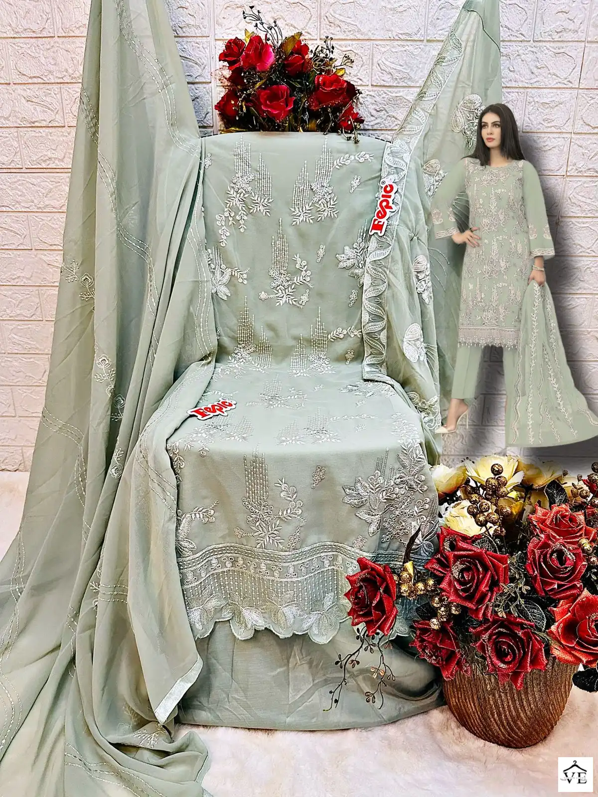 Fepic D 5249 Georgette Wholesale Pakistani Salwar Suit Catalog — Wholesale Salwar Suits, MPA wholesale from Surat - Gallery Image 2