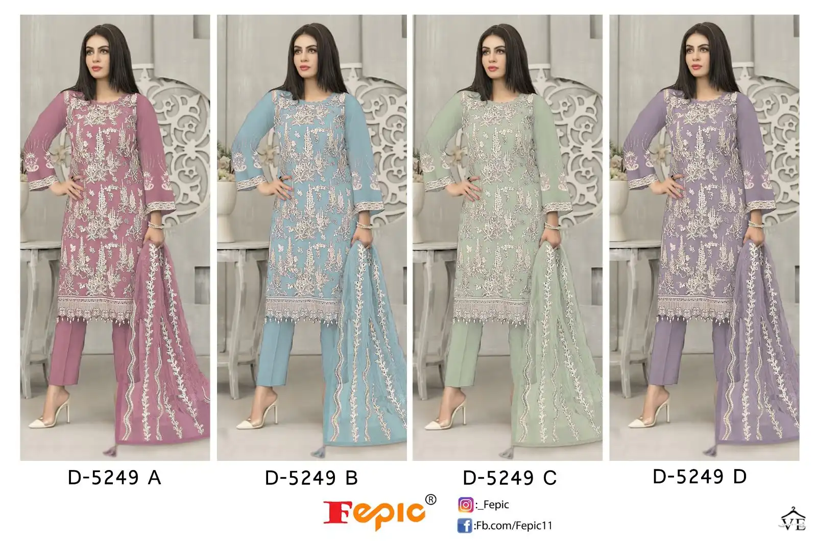 Fepic D 5249 Georgette Wholesale Pakistani Salwar Suit Catalog — Wholesale Salwar Suits, MPA wholesale from Surat — view 9