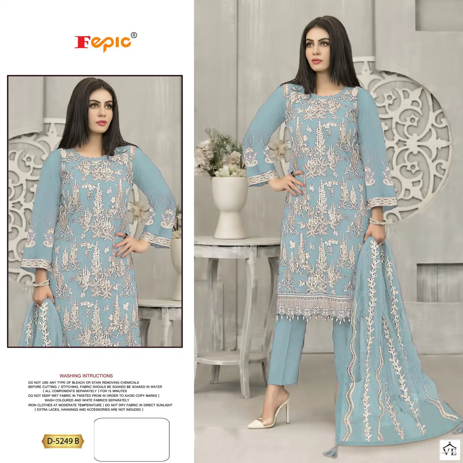 Fepic D 5249 Georgette Wholesale Pakistani Salwar Suit Catalog — Wholesale Salwar Suits, MPA wholesale from Surat - Gallery Image 4