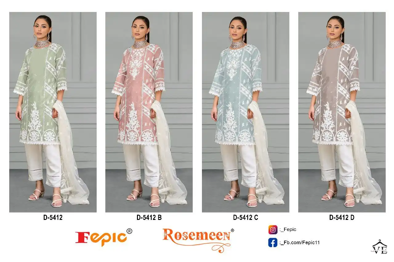 Fepic D 5412 Organza Wholesale Pakistani Salwar Suit Catalog — Wholesale Salwar Suits, MPA wholesale from Surat — view 9
