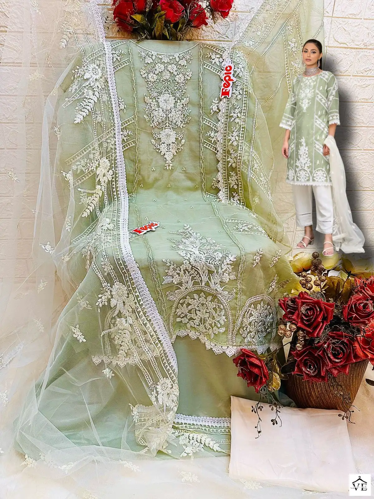 Fepic D 5412 Organza Wholesale Pakistani Salwar Suit Catalog — Wholesale Salwar Suits, MPA wholesale from Surat - Gallery Image 5