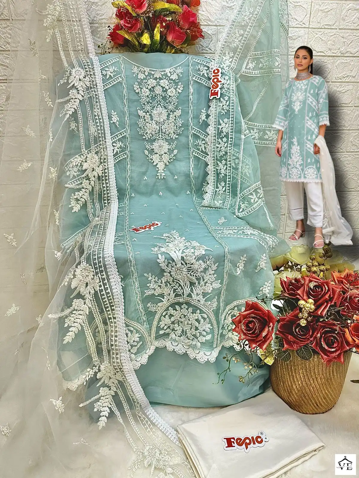 Fepic D 5412 Organza Wholesale Pakistani Salwar Suit Catalog — Wholesale Salwar Suits, MPA wholesale from Surat - Gallery Image 6