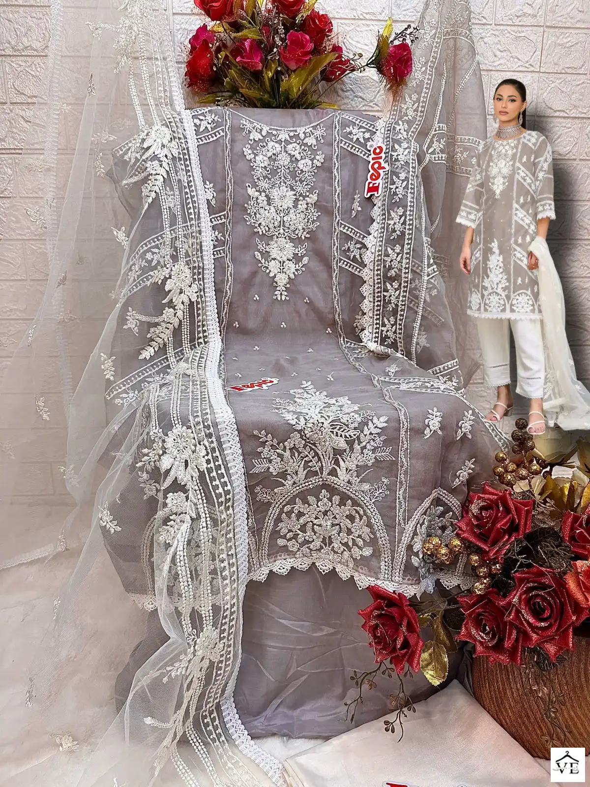 Fepic D 5412 Organza Wholesale Pakistani Salwar Suit Catalog — Wholesale Salwar Suits, MPA wholesale from Surat - Gallery Image 7