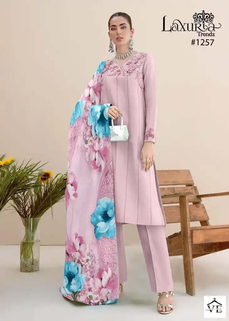 Luxuria D No 1257 Faux Georgette Wholesale Readymade Pakistani Salwar Suit Catalog — Wholesale Salwar Suits, MPA wholesale from Surat - Gallery Image 2