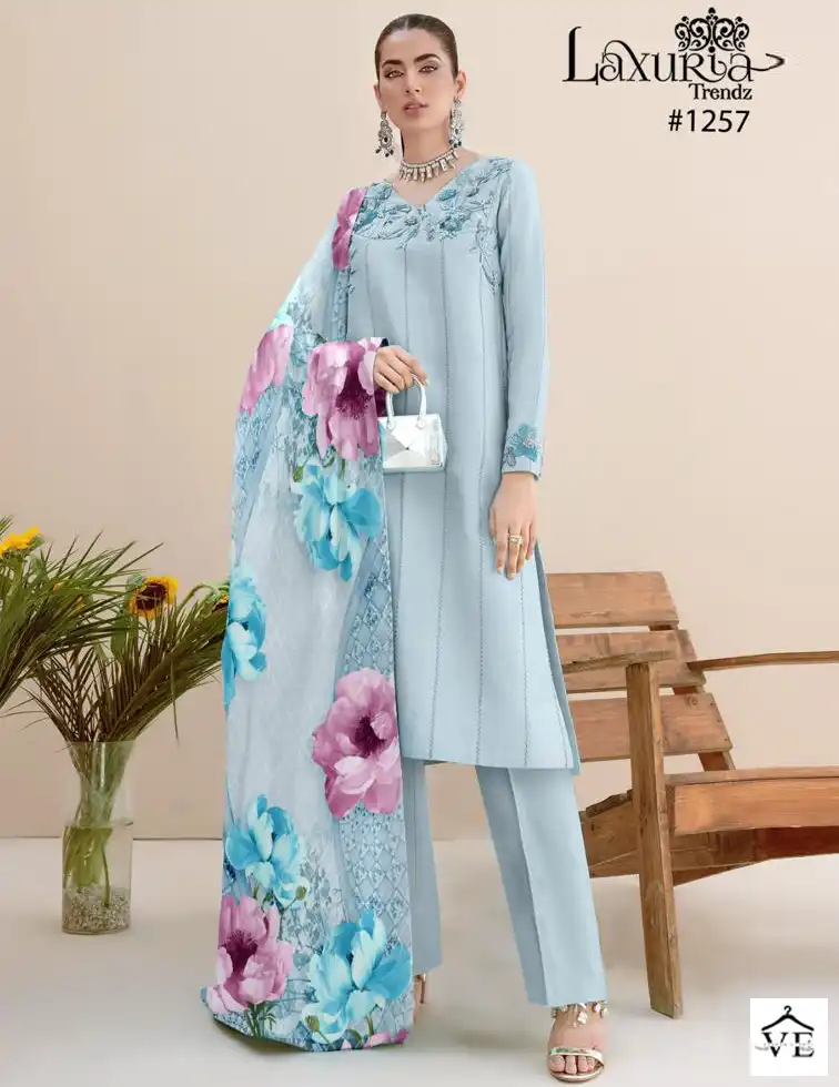Luxuria D No 1257 Faux Georgette Wholesale Readymade Pakistani Salwar Suit Catalog — Wholesale Salwar Suits, MPA wholesale from Surat — view 1