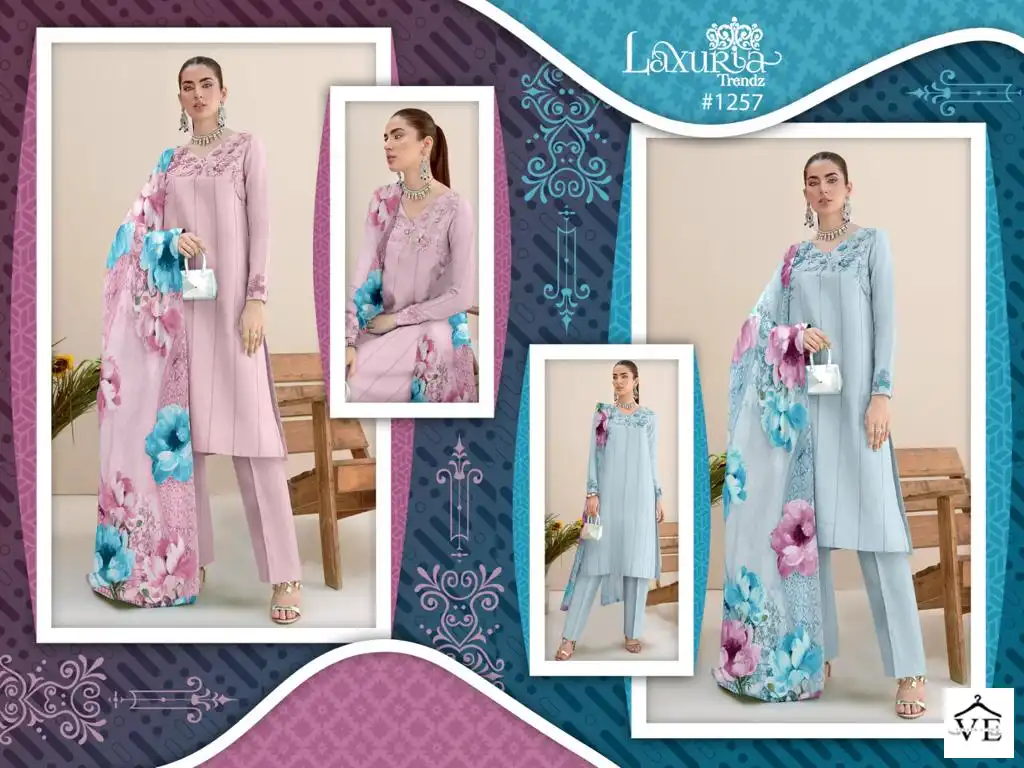 Luxuria D No 1257 Faux Georgette Wholesale Readymade Pakistani Salwar Suit Catalog — Wholesale Salwar Suits, MPA wholesale from Surat — view 7