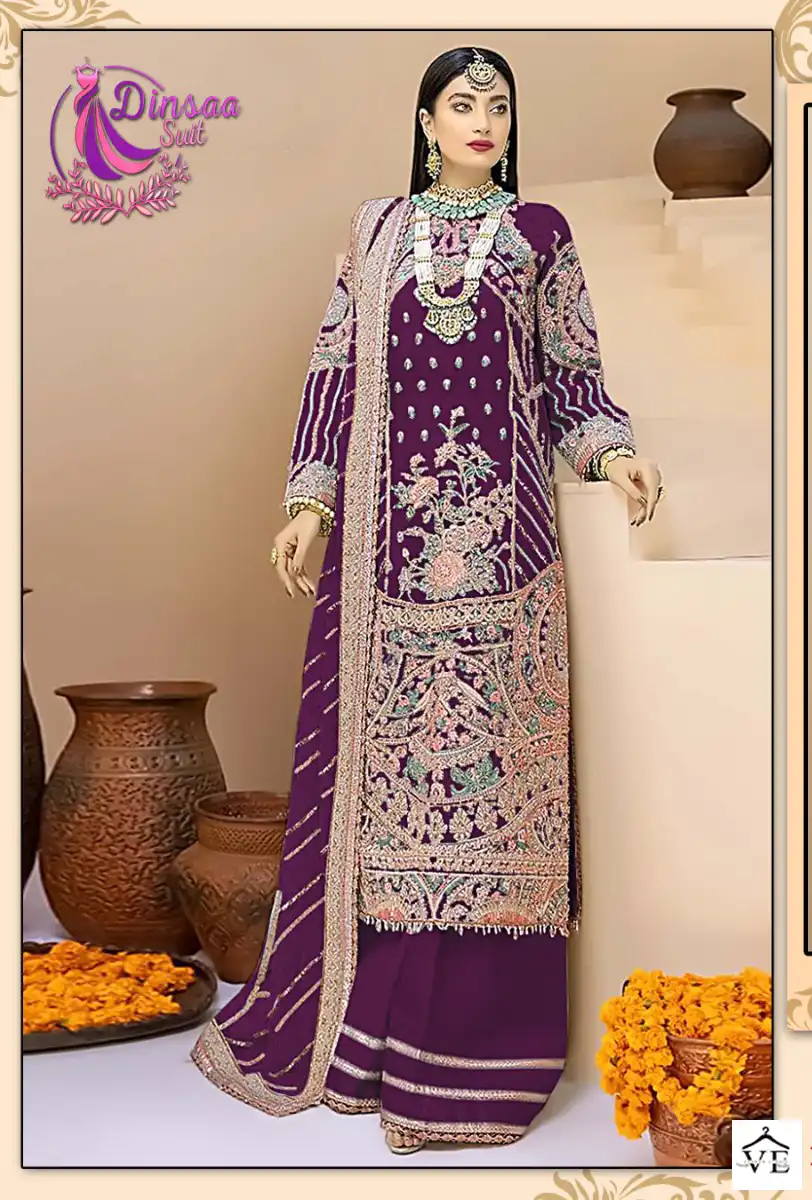 Dinsaa D S No 150 Banarasi Silk Georgette Pakistani Salwar Suit Catalog — Wholesale Salwar Suits, MPA wholesale from Surat - Gallery Image 2