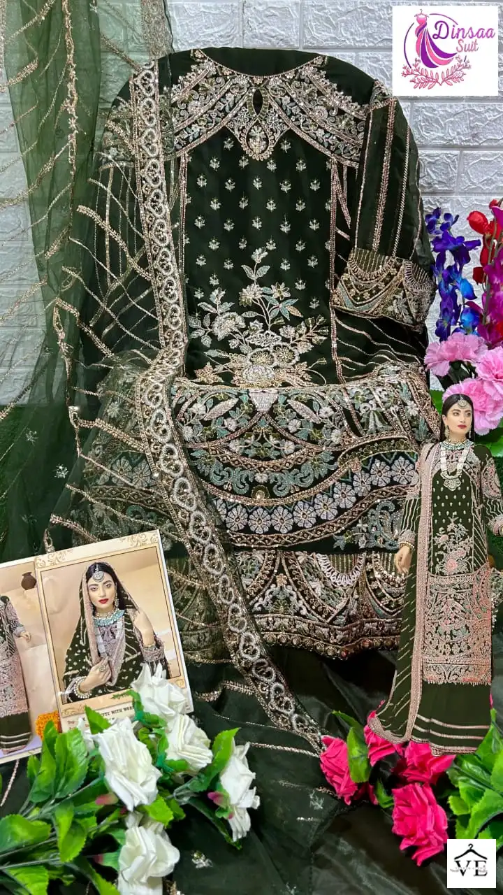 Dinsaa D S No 150 Banarasi Silk Georgette Pakistani Salwar Suit Catalog — Wholesale Salwar Suits, MPA wholesale from Surat - Gallery Image 3